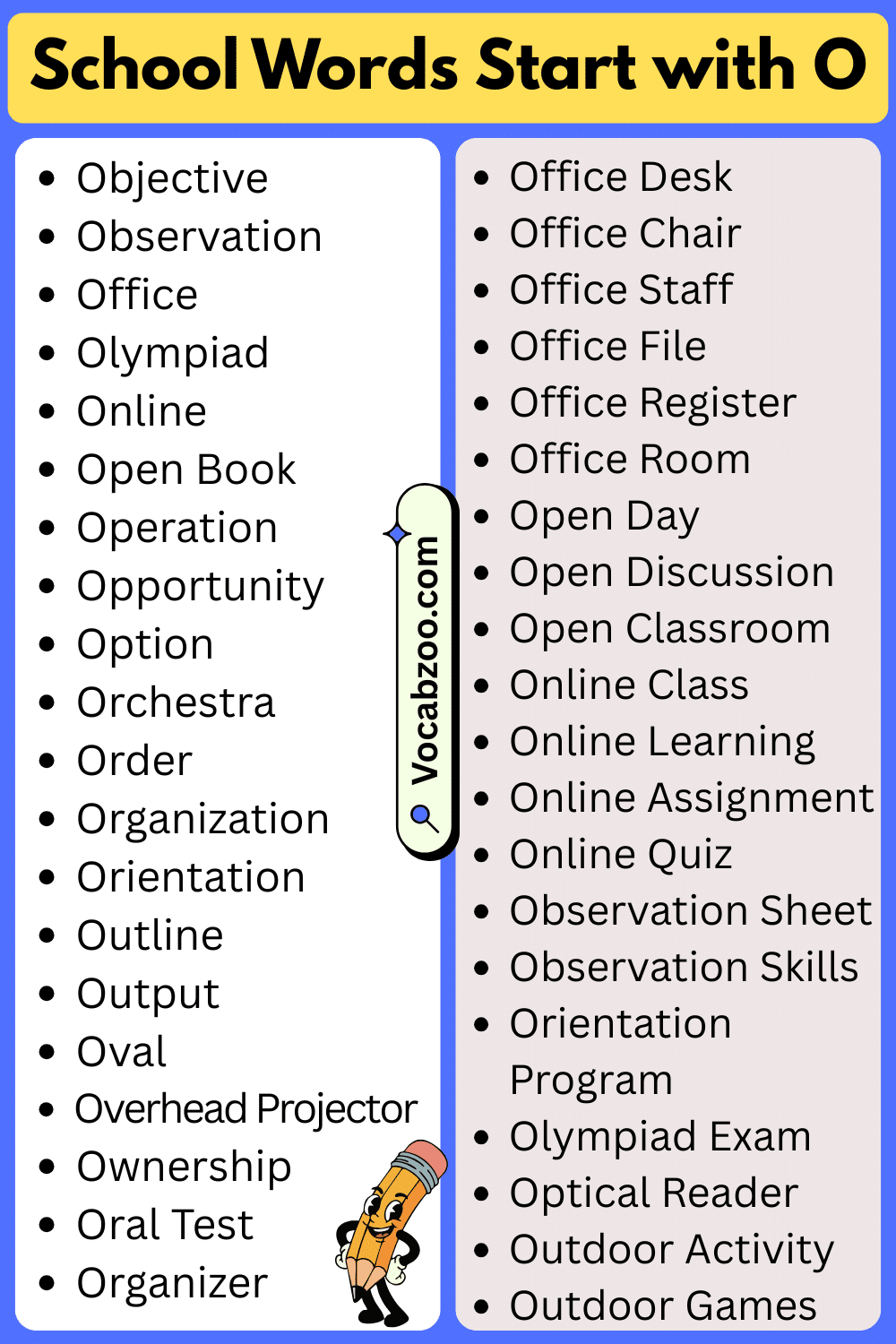 School Words That Start with O