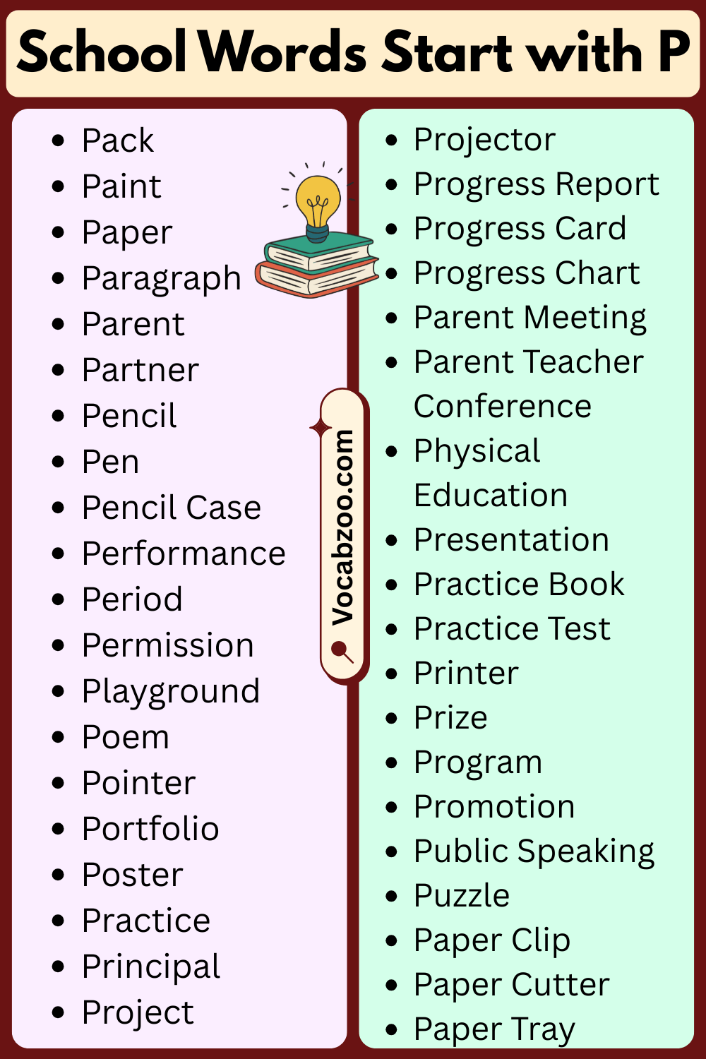 School Words That Start with P