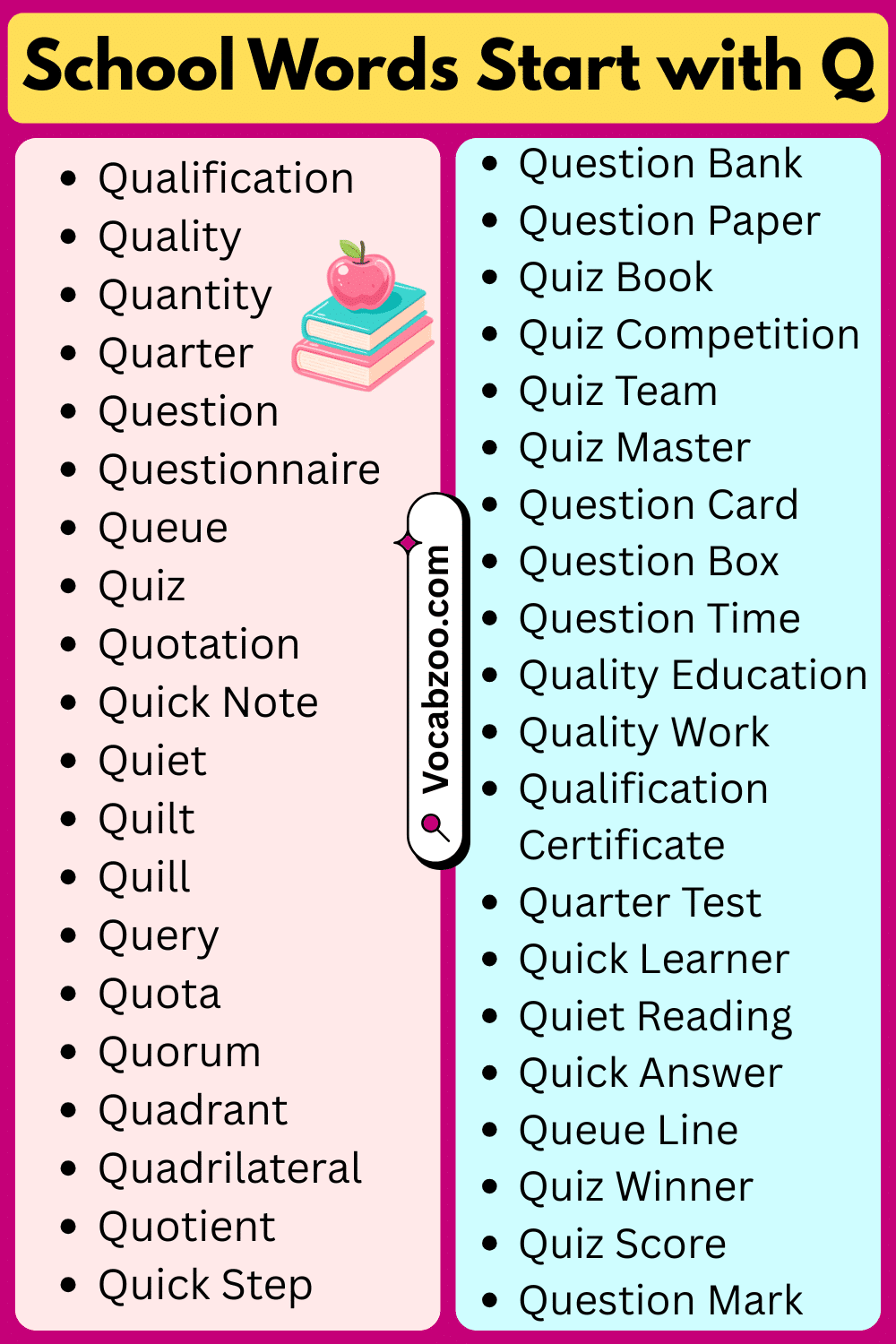 School Words That Start with Q