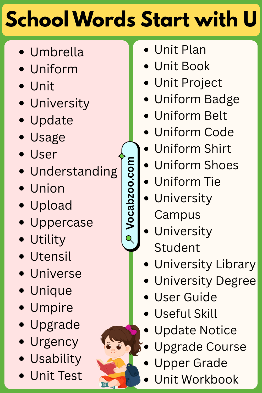 School Words That Start with U