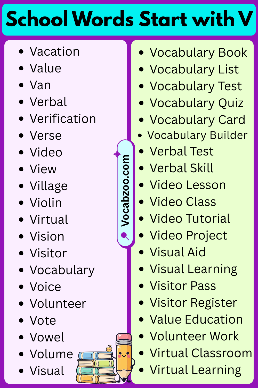 School Words That Start with V