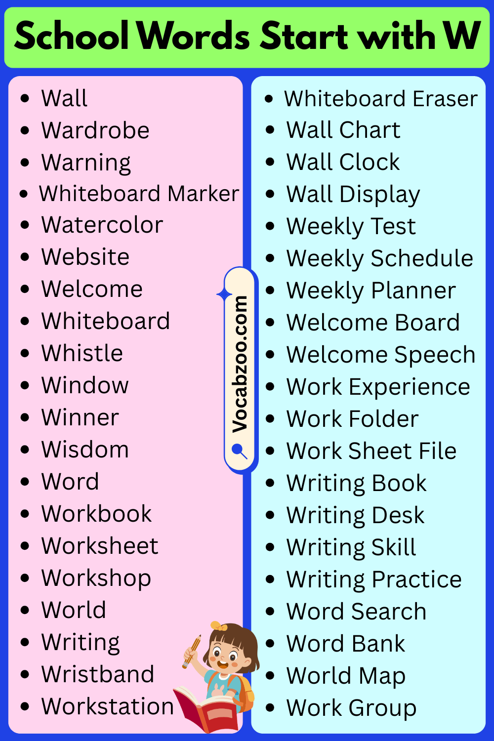 School Words That Start with W