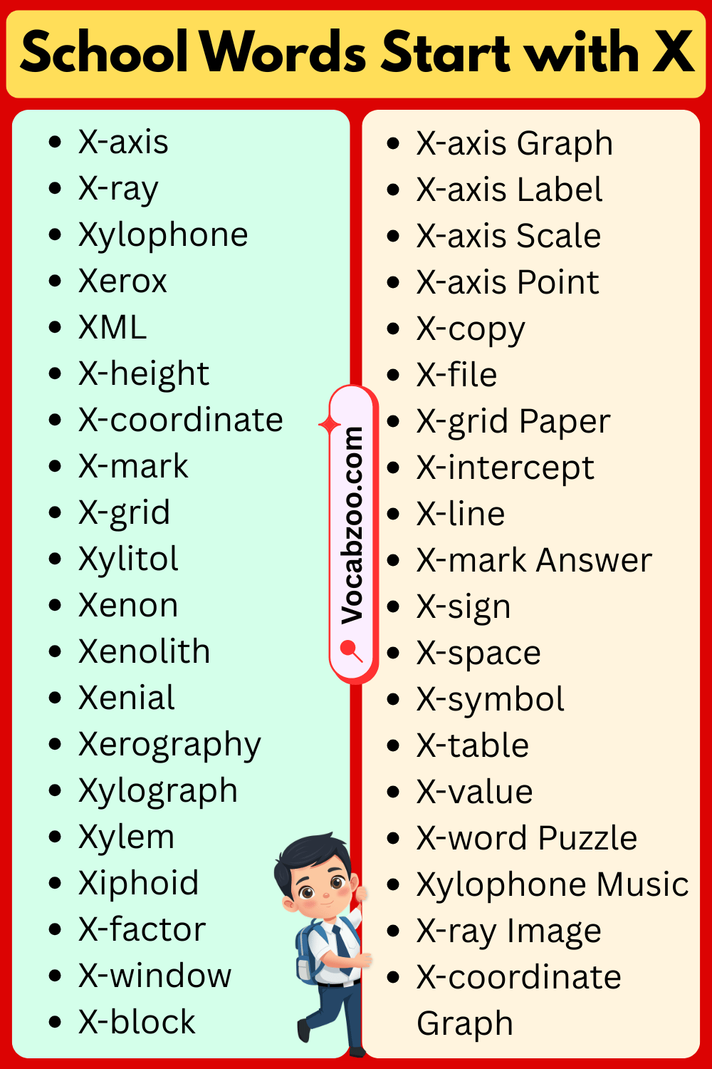 School Words That Start with X