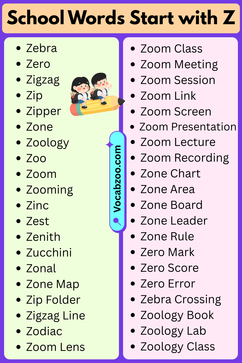 School Words That Start with Z