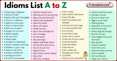 Similar Words List A to Z in English with Pictures