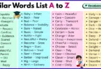 Similar Words List A to Z in English with Pictures