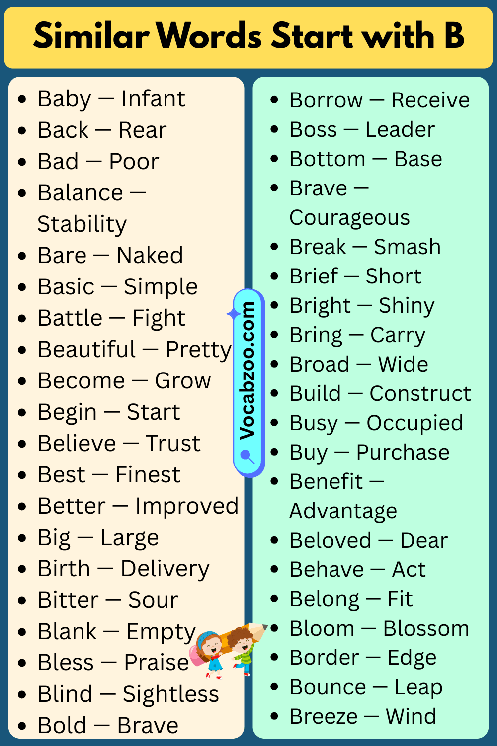 Similar Words That Start with B