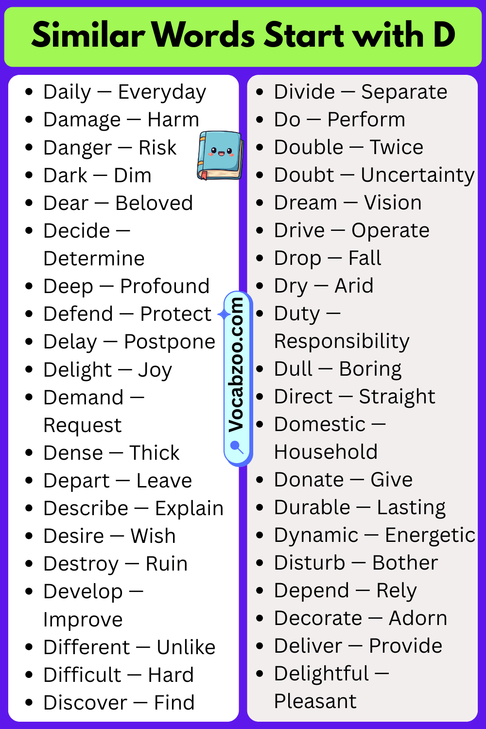 Similar Words That Start with D