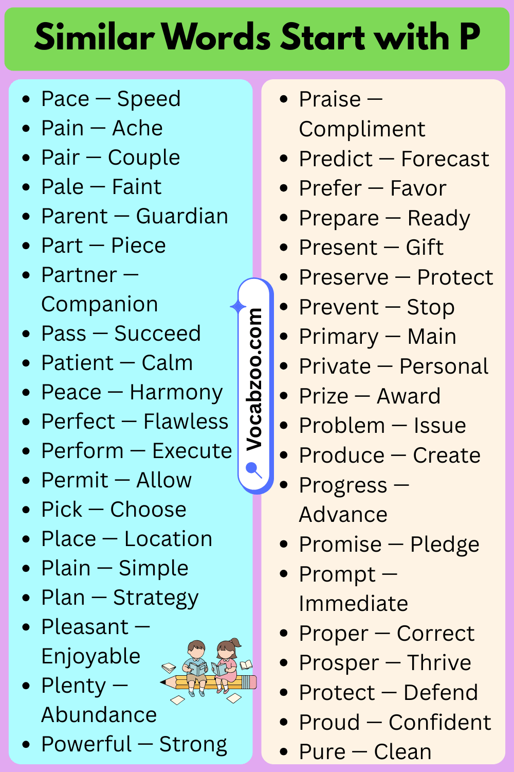 Similar Words That Start with P