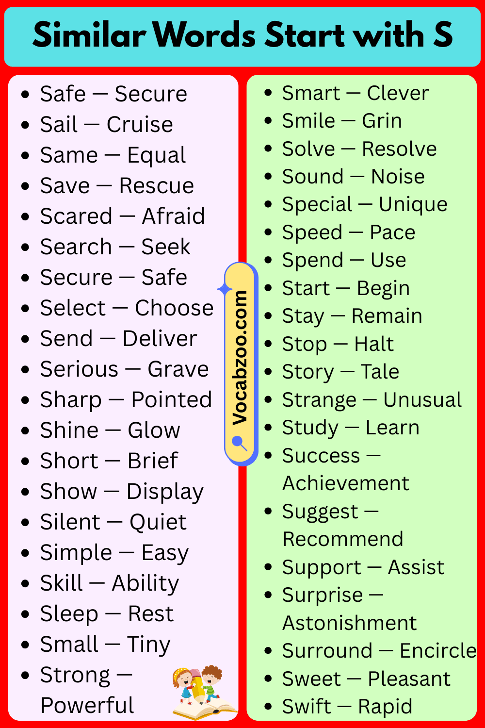 Similar Words That Start with S