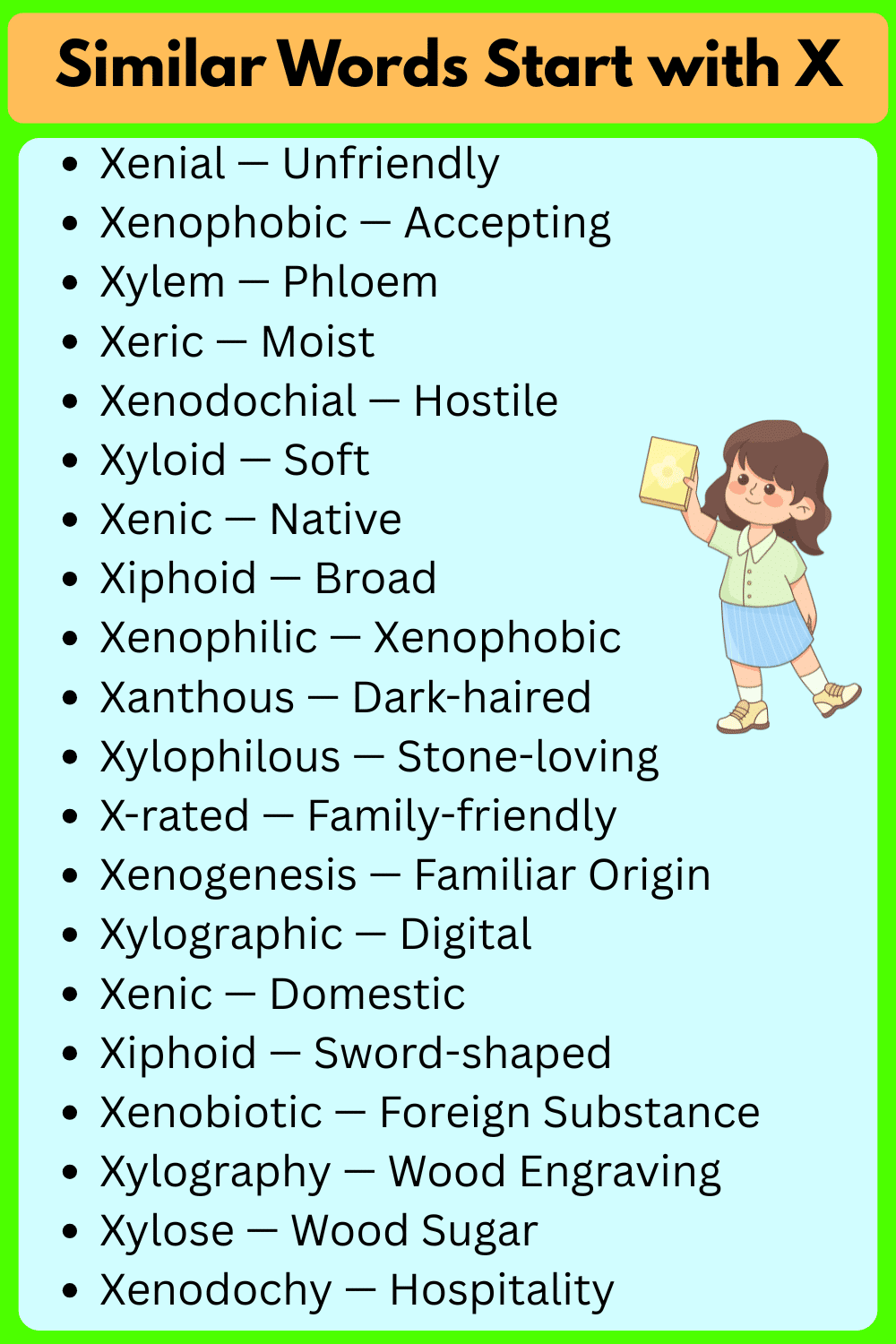 Similar Words That Start with X