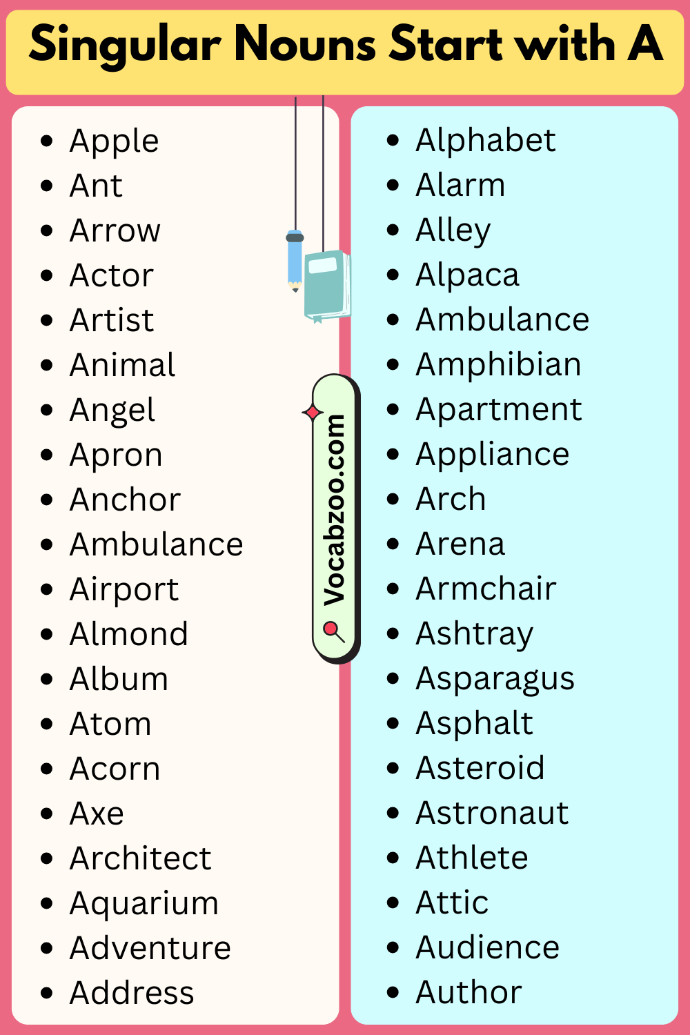 Singular Nouns That Start with A