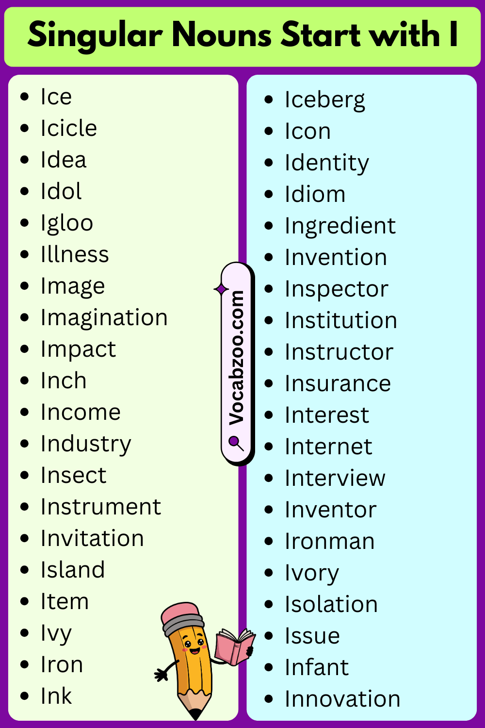 Singular Nouns That Start with I