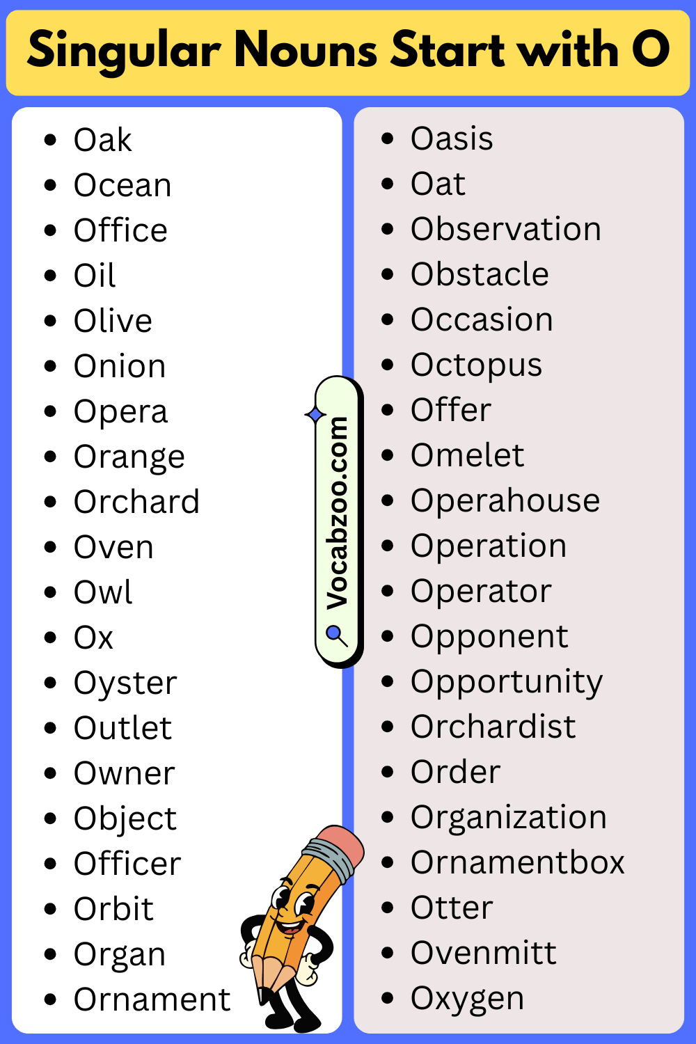 Singular Nouns That Start with O