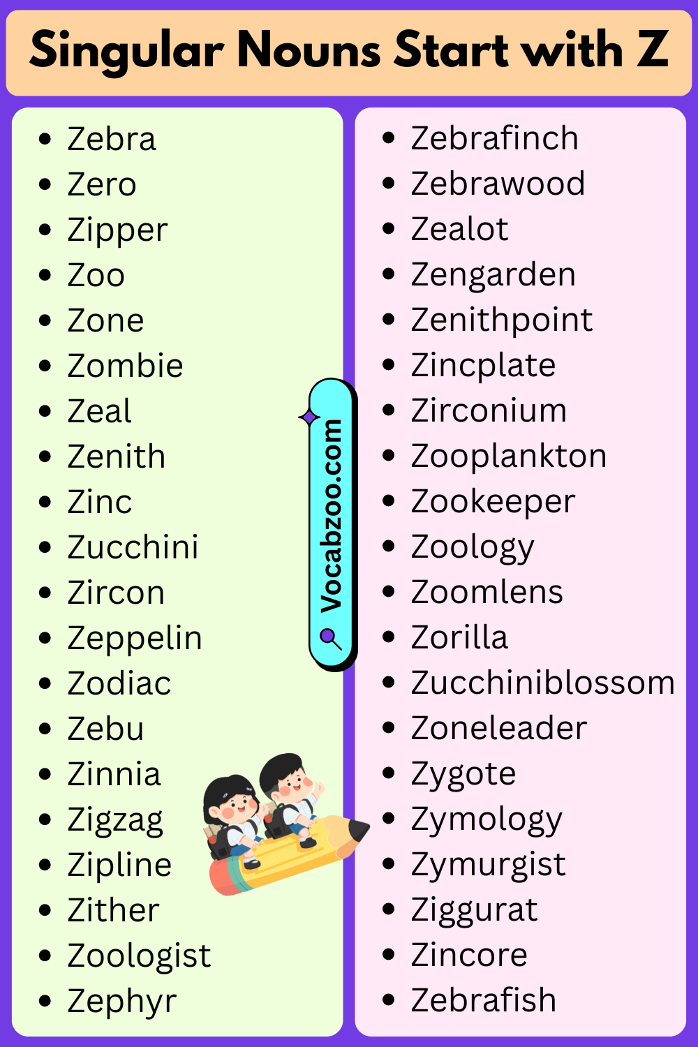 Singular Nouns That Start with Z