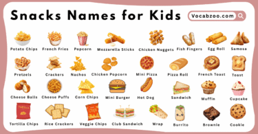 Snacks Names for Kids in English with Pictures