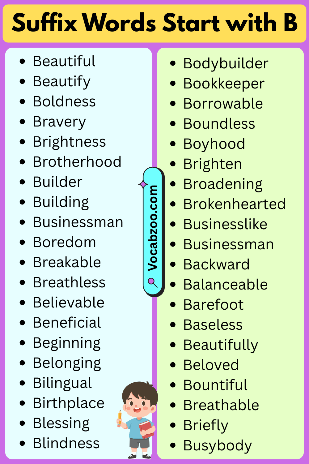 Suffix Words That Start with B