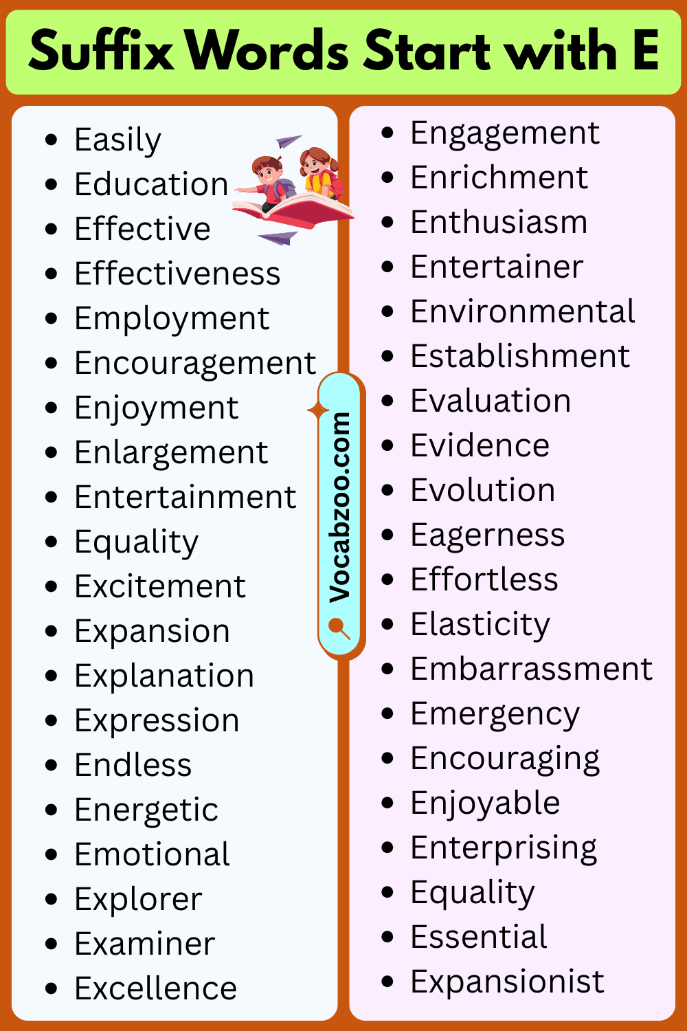 Suffix Words That Start with E