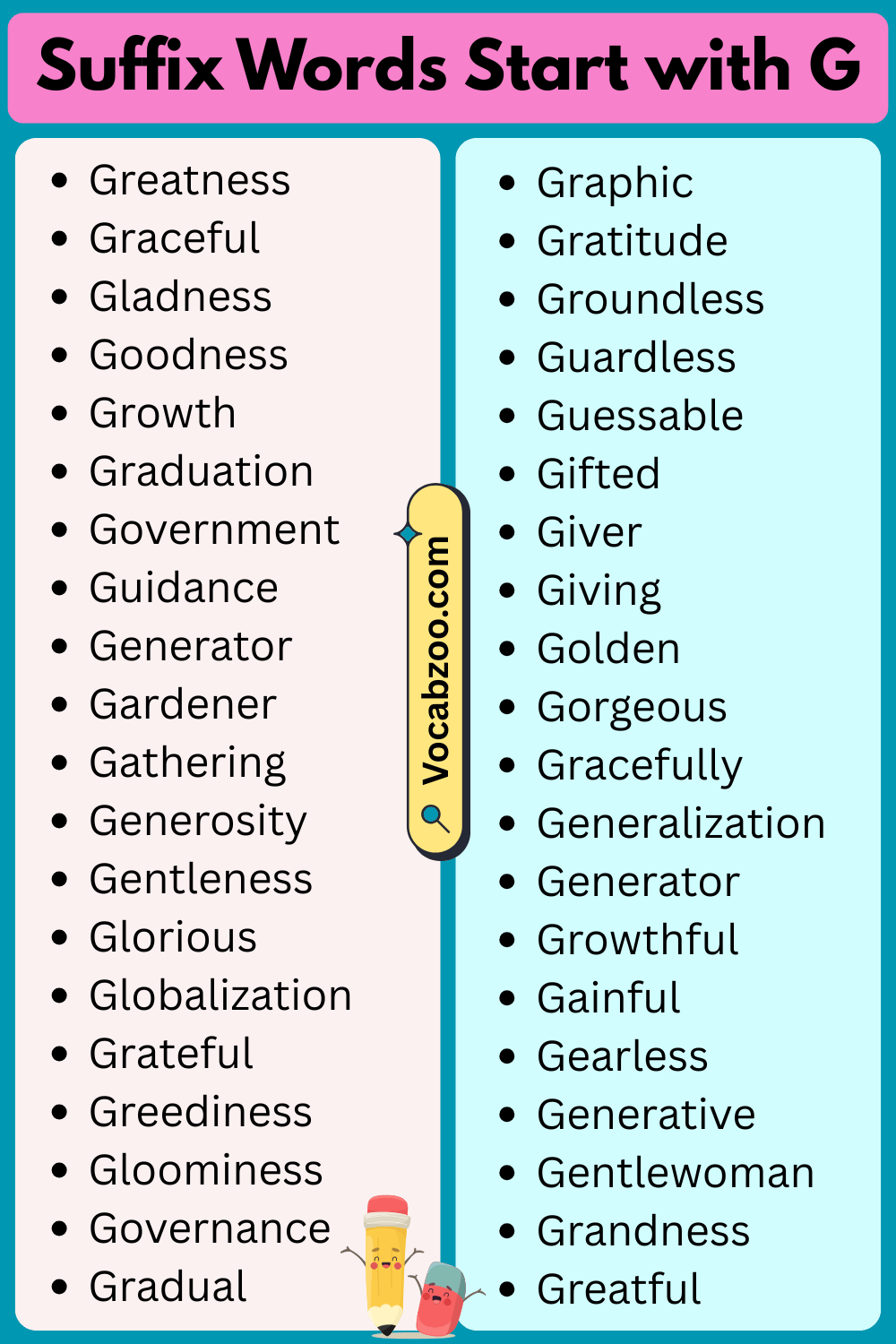 Suffix Words That Start with G