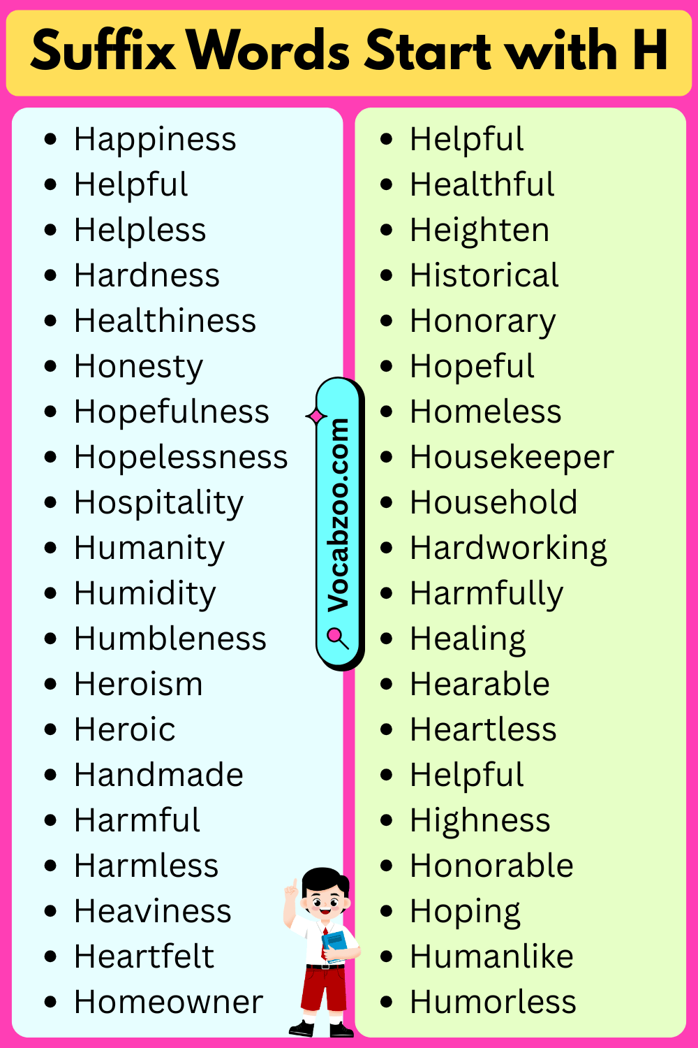 Suffix Words That Start with H