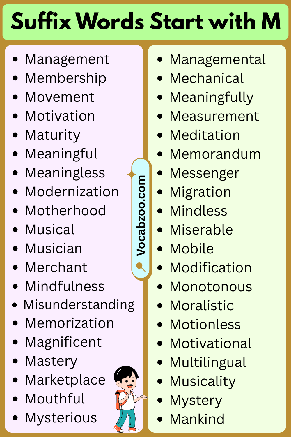 Suffix Words That Start with M