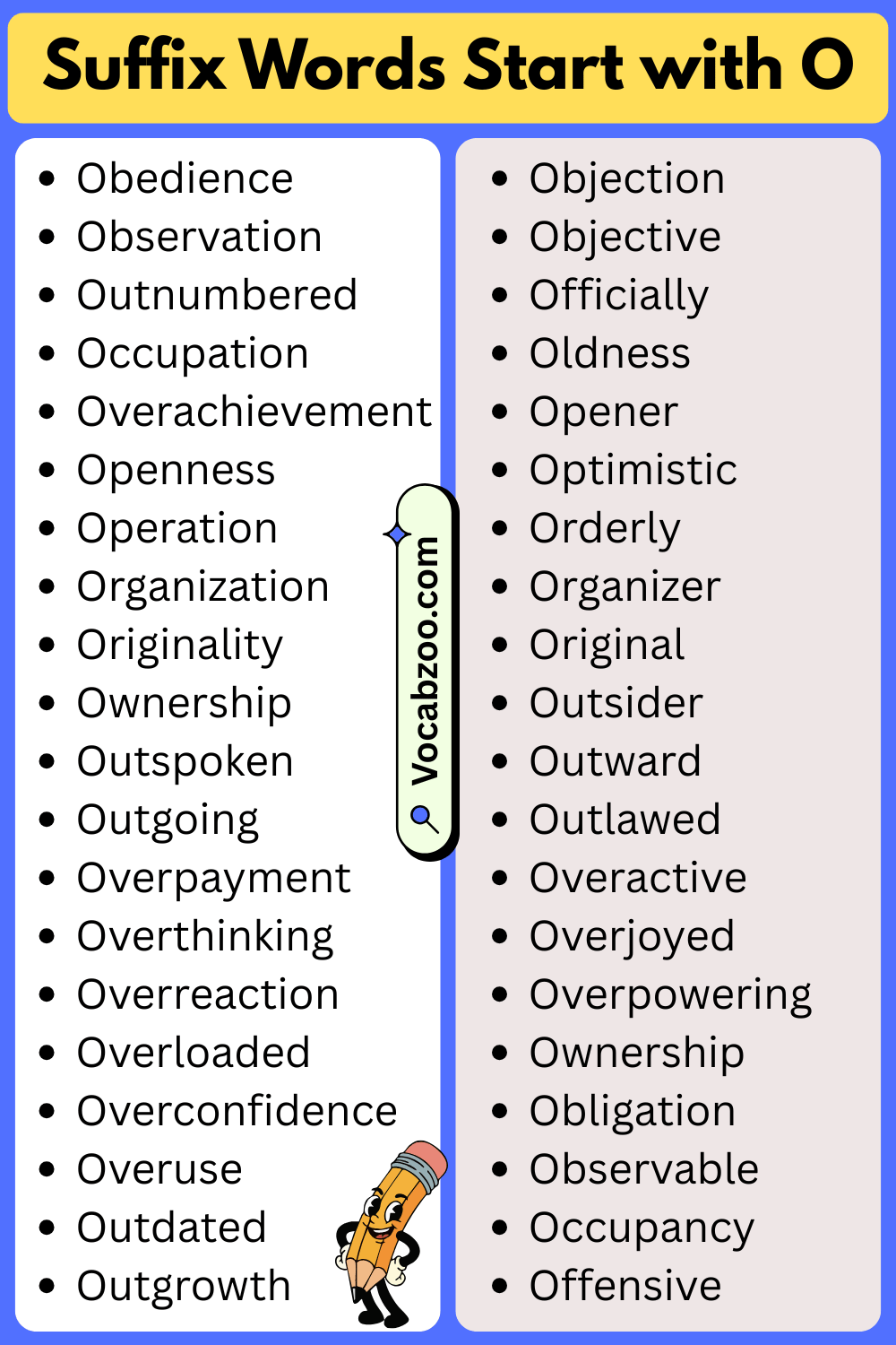 Suffix Words That Start with O