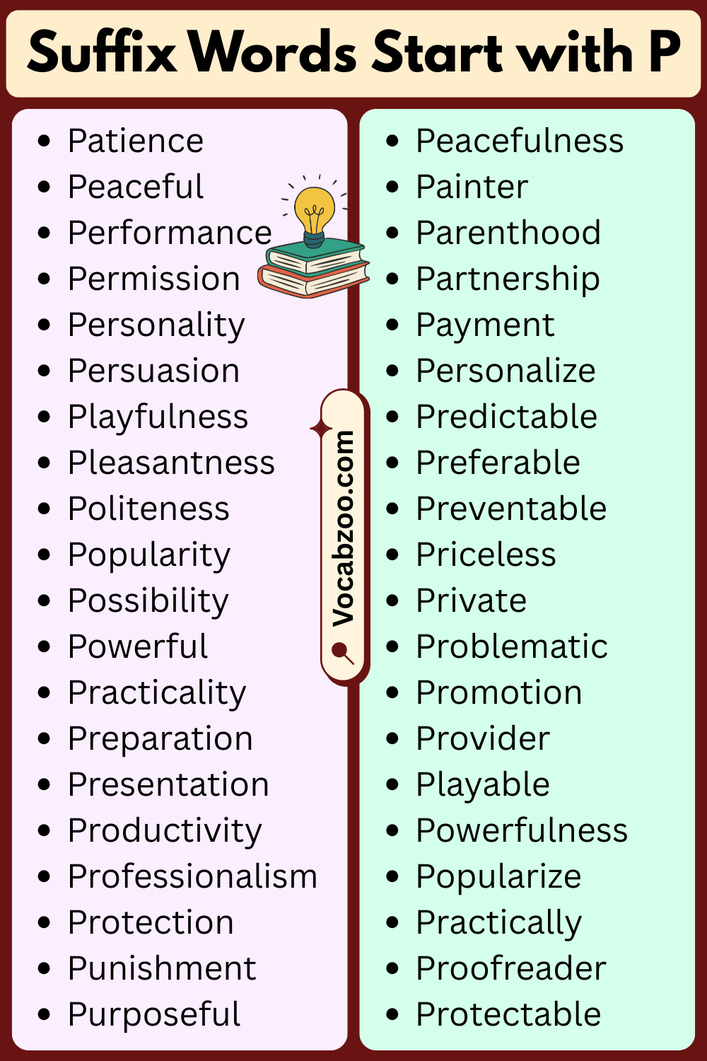 Suffix Words That Start with P
