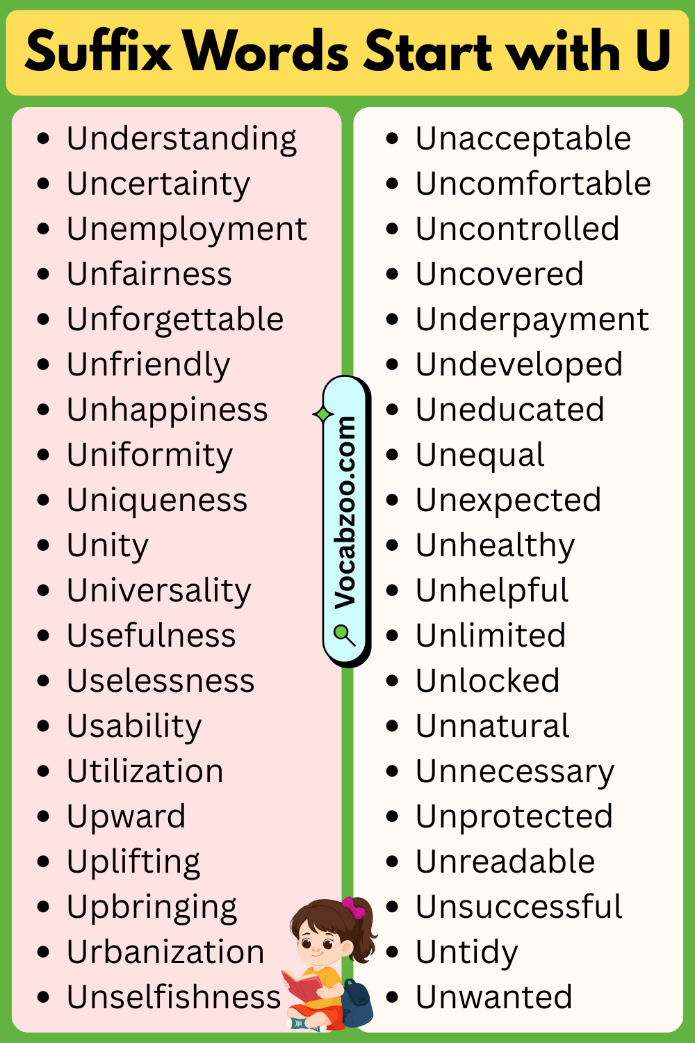 Suffix Words That Start with U