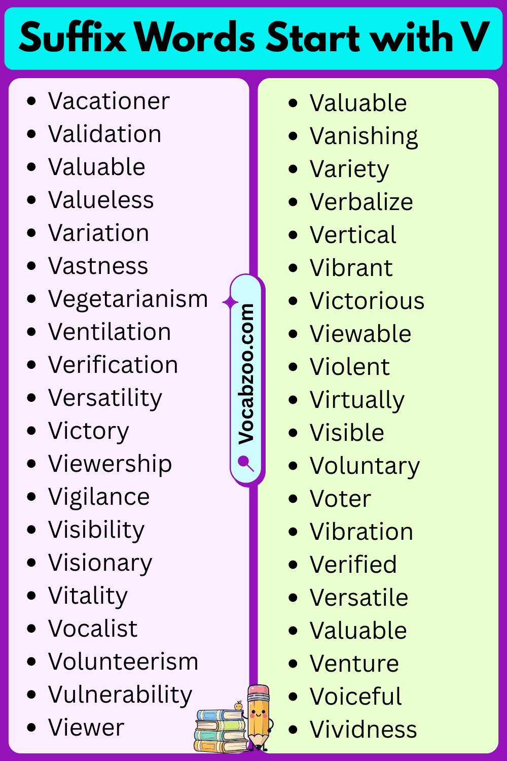 Suffix Words That Start with V