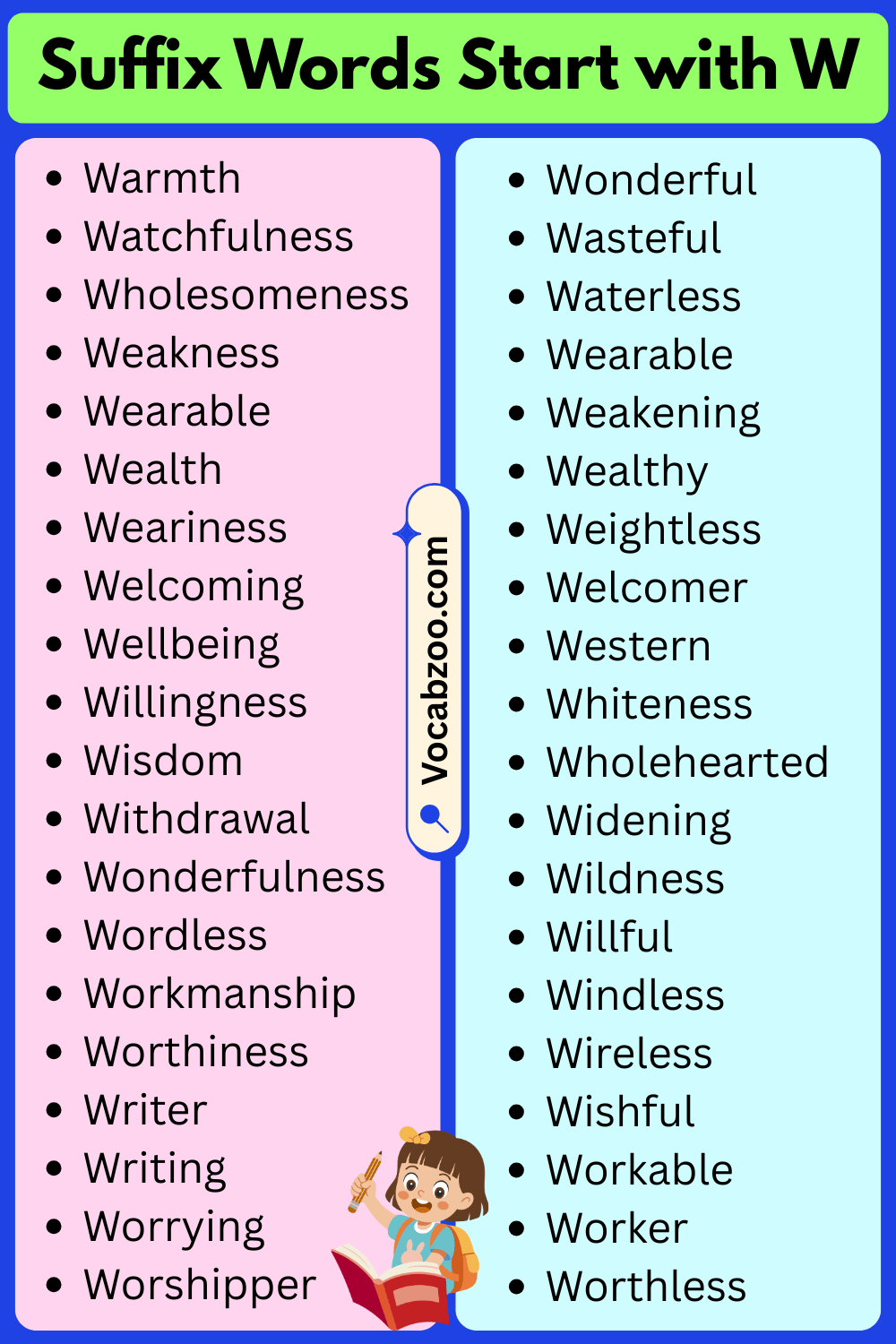 Suffix Words That Start with W