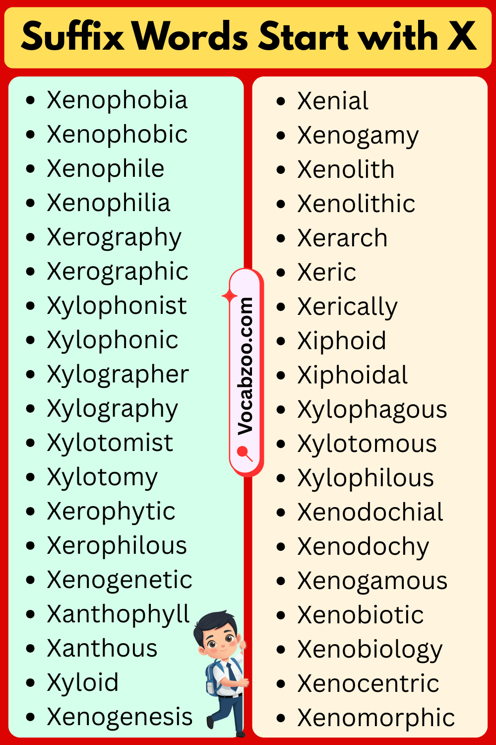 Suffix Words That Start with X
