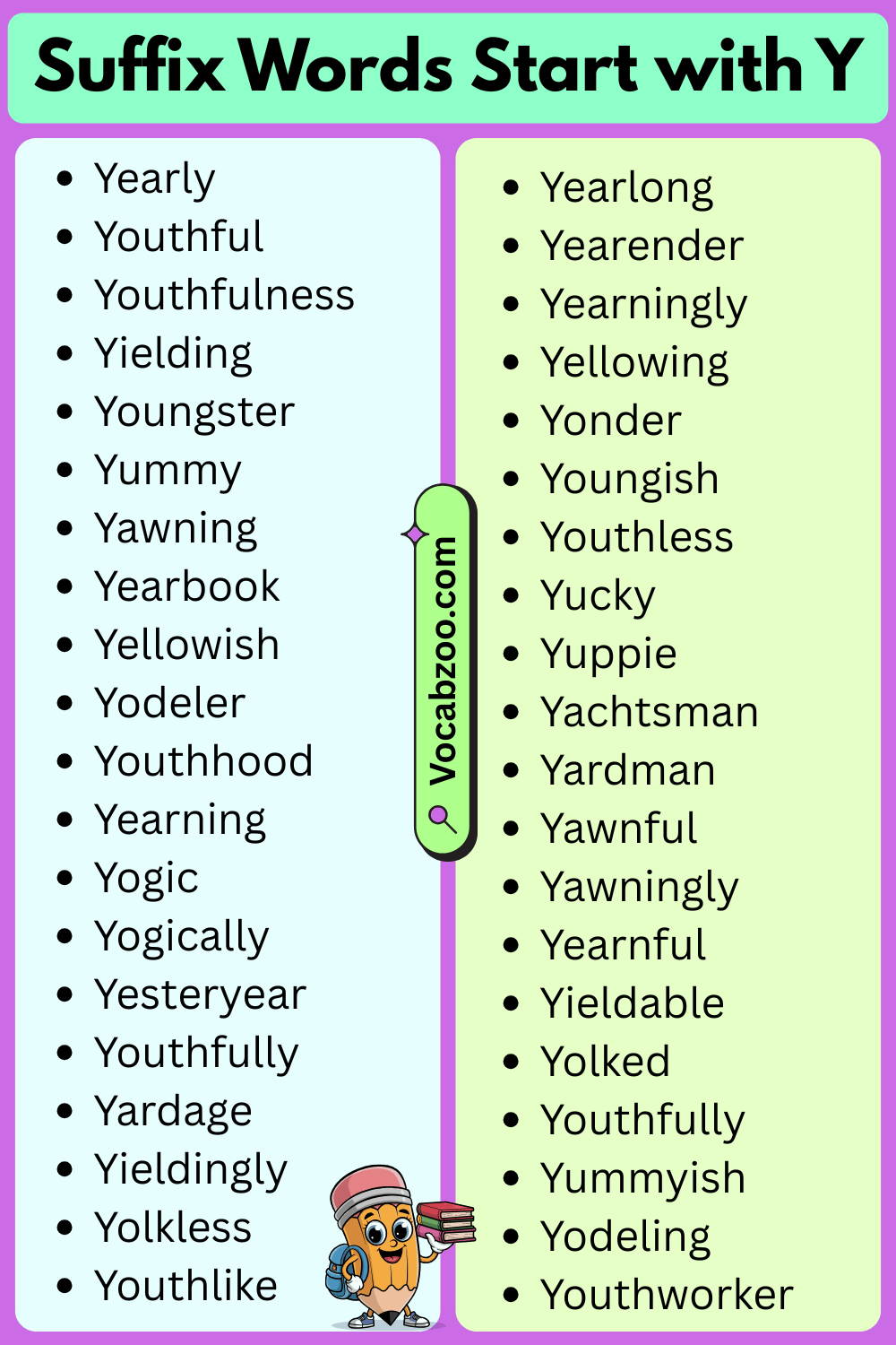 Suffix Words That Start with Y