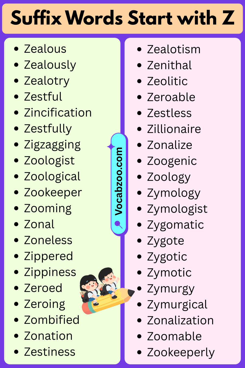 Suffix Words That Start with Z