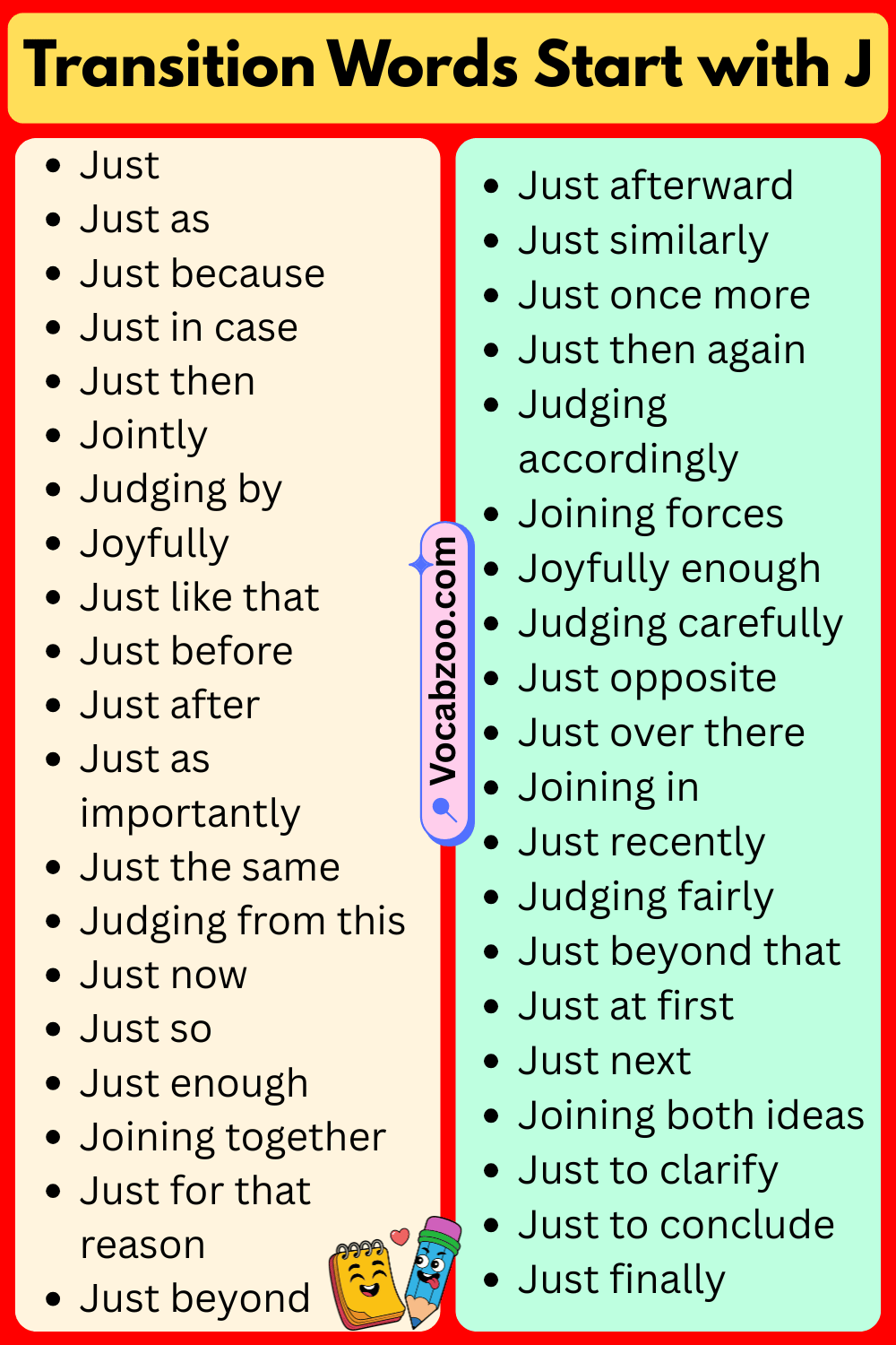 Transition Words That Start with J