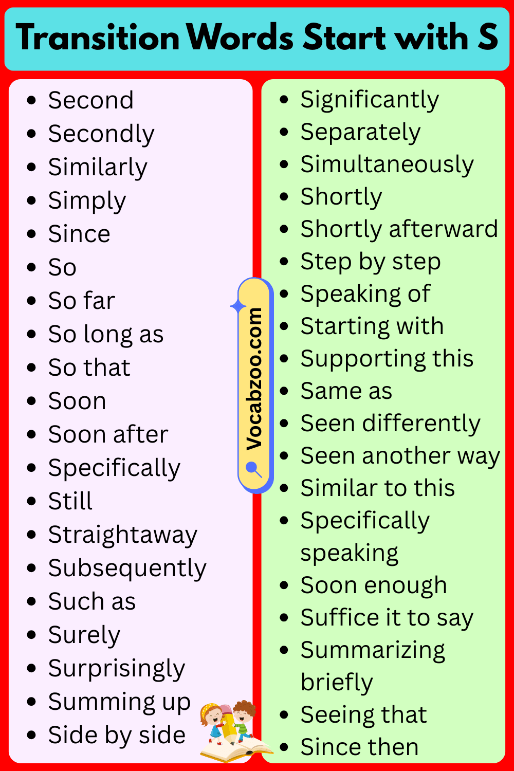 Transition Words That Start with S