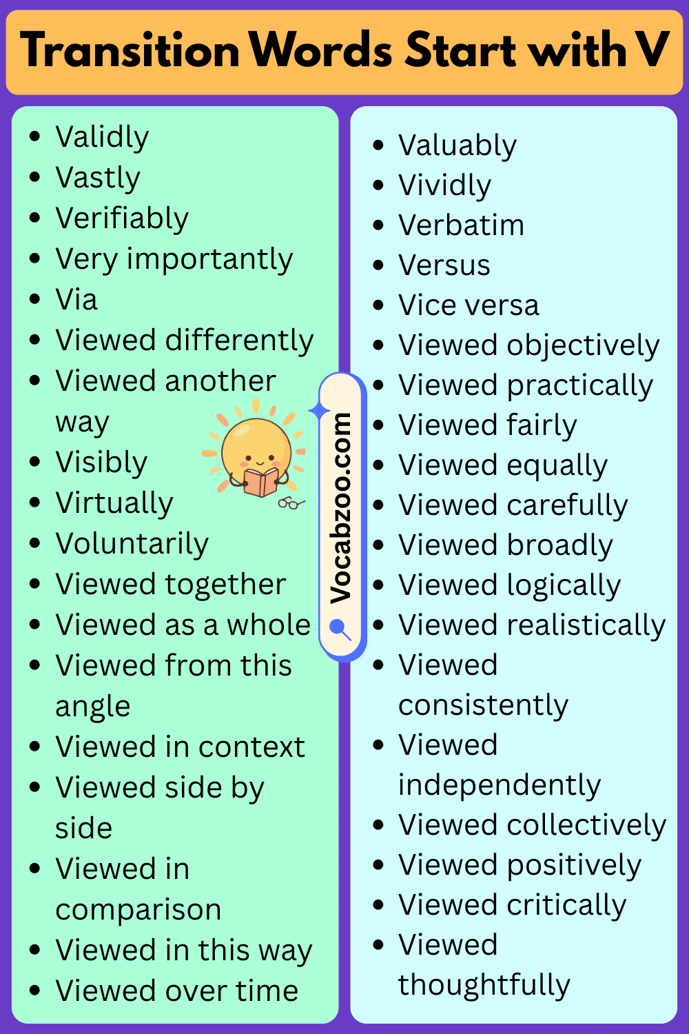 Transition Words That Start with V