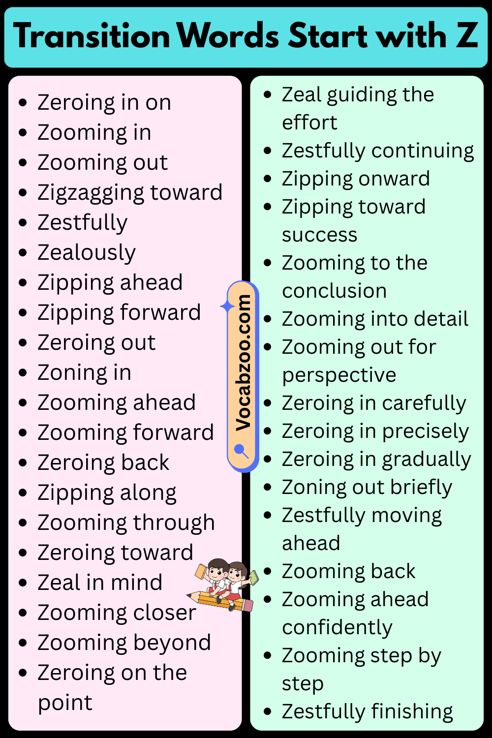 Transition Words That Start with Z