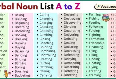 Verbal Nouns List A to Z in English with Pictures