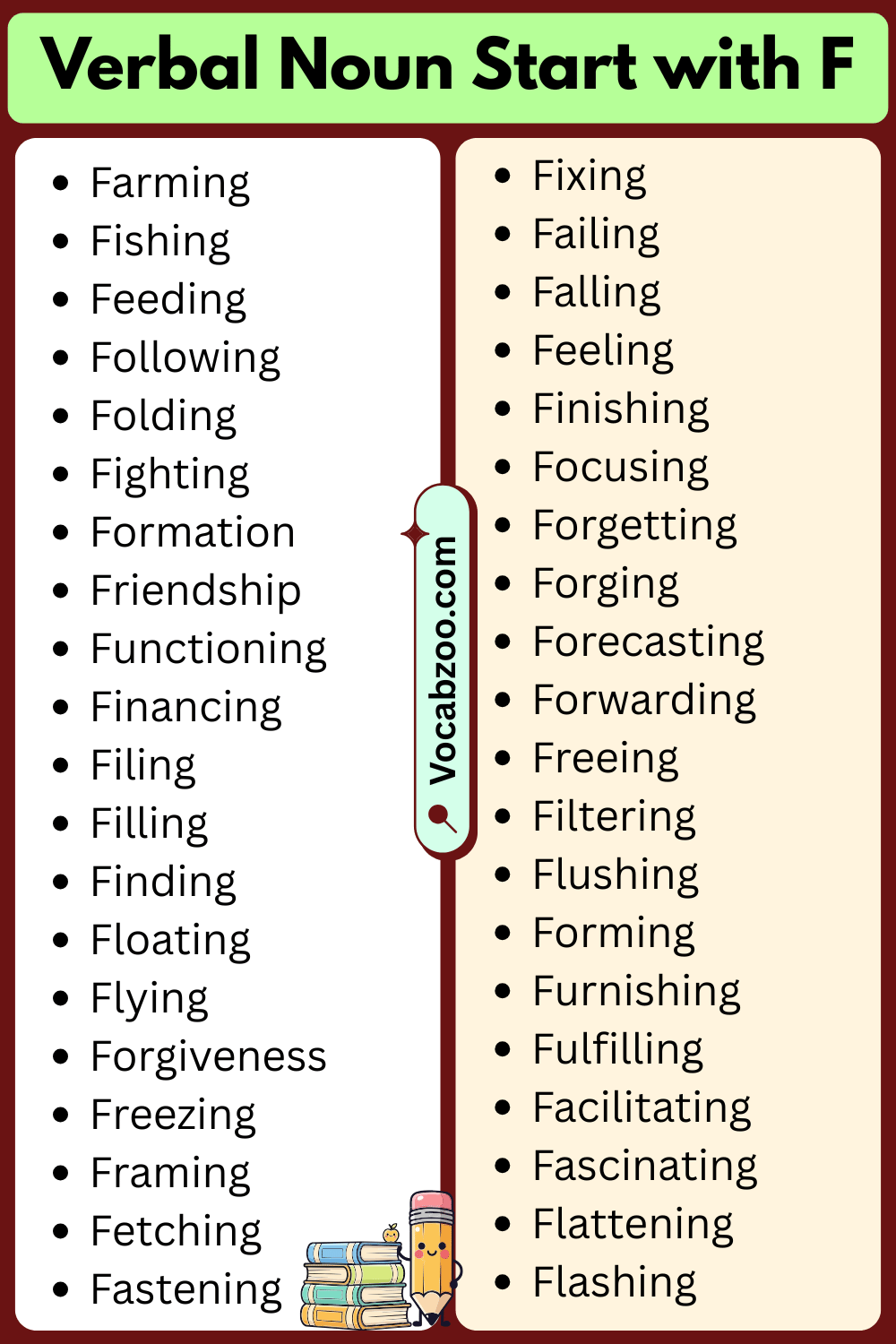 Verbal Nouns That Start with F