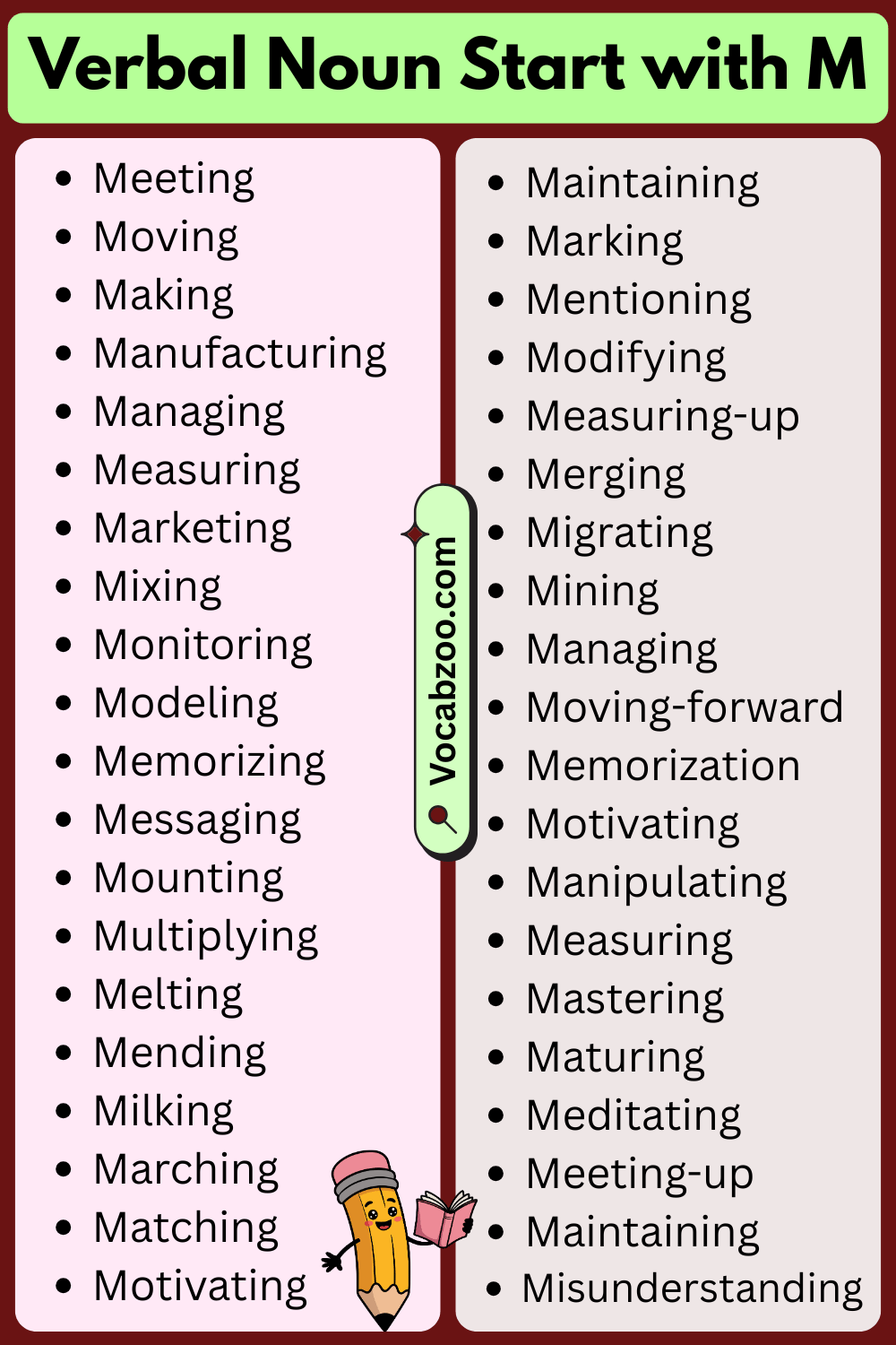 Verbal Nouns That Start with M