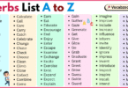Verbs List A to Z in English with Pictures