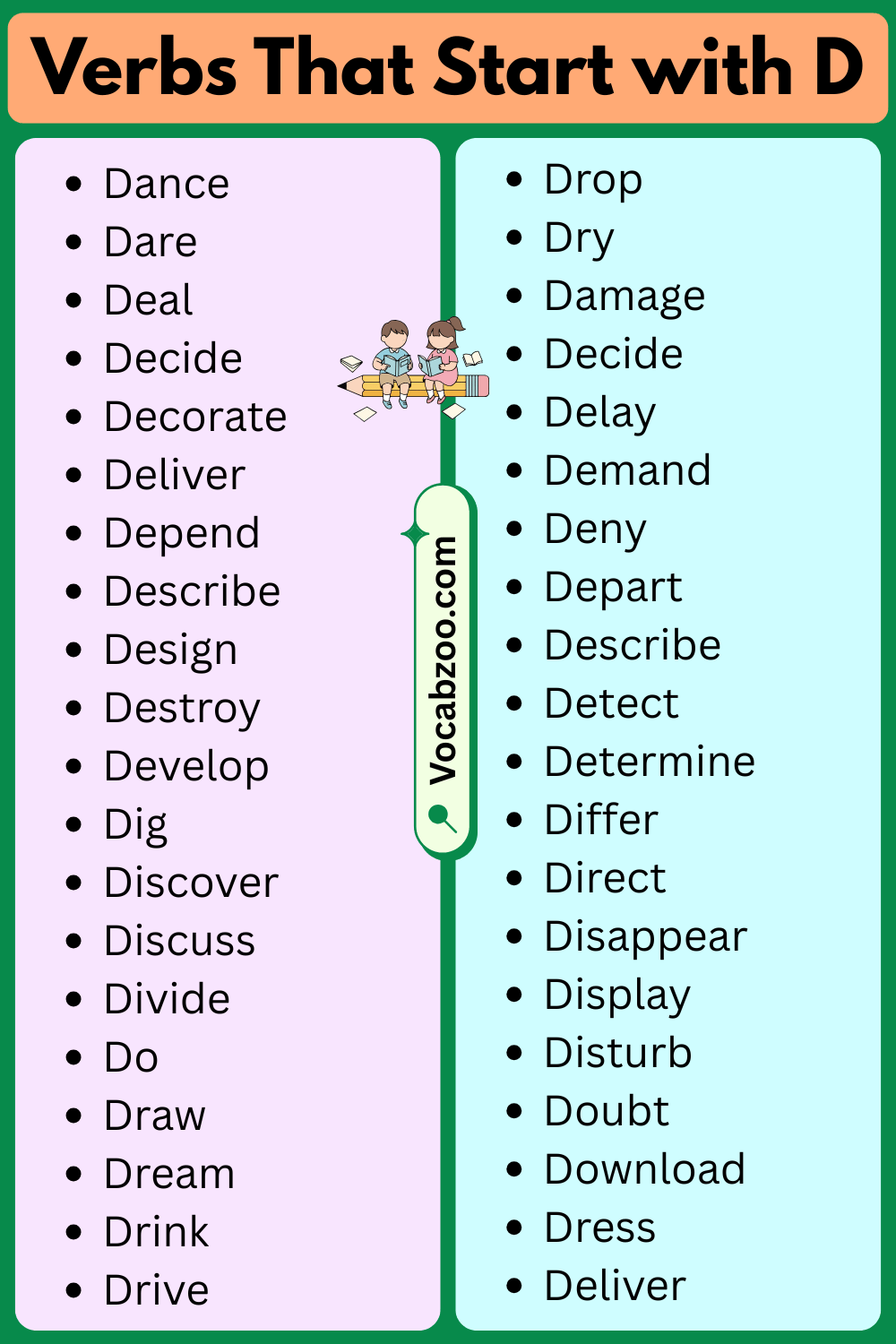 Verbs List That Start with D