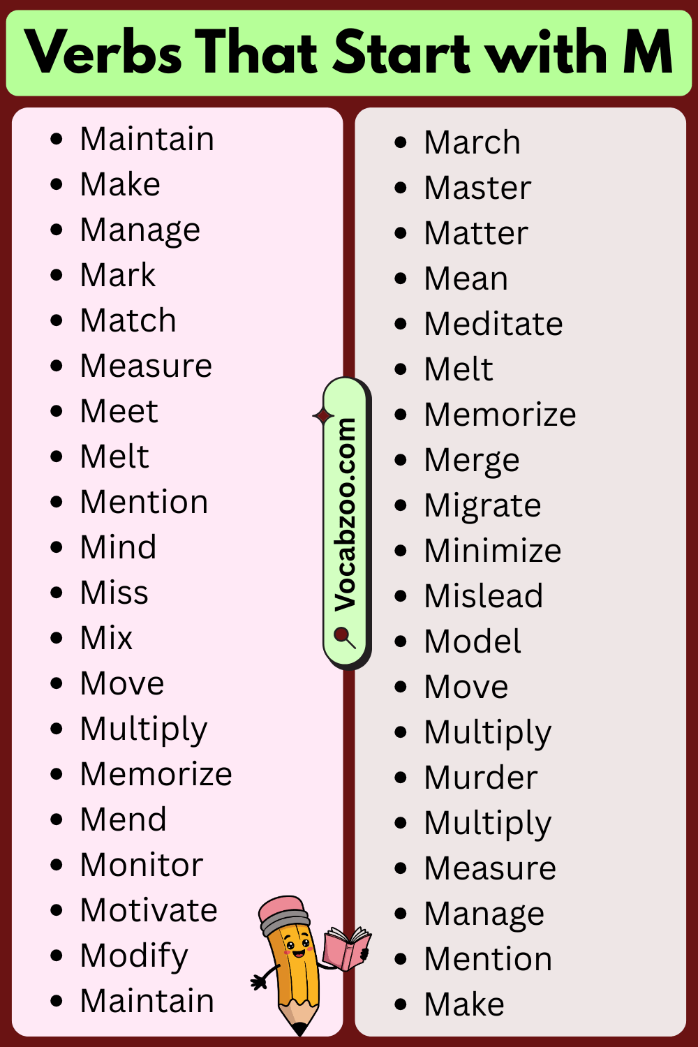 Verbs That Start with M