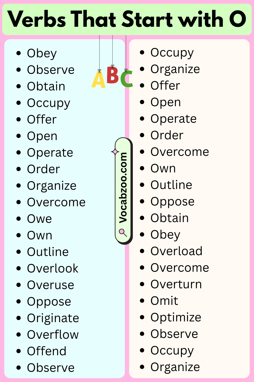 Verbs That Start with O