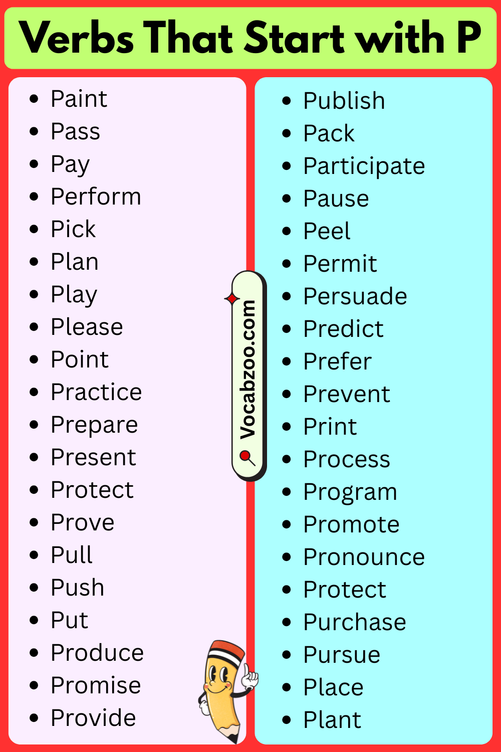 Verbs That Start with P