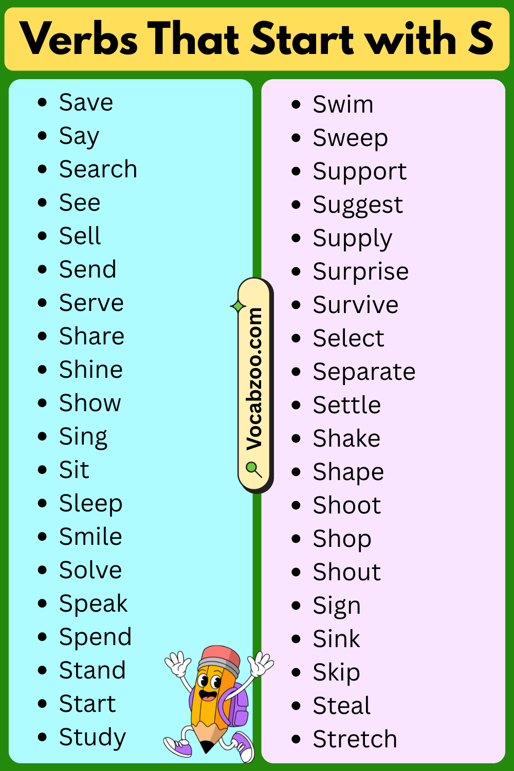 Verbs List That Start with S