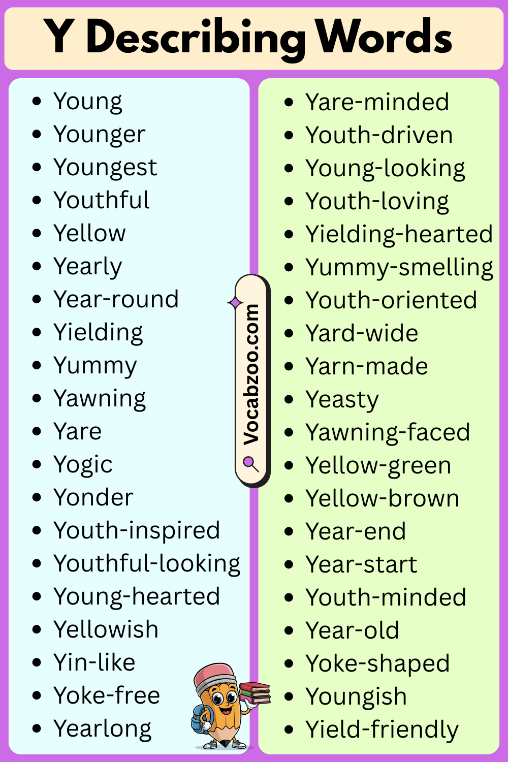 Y List of Describing Words