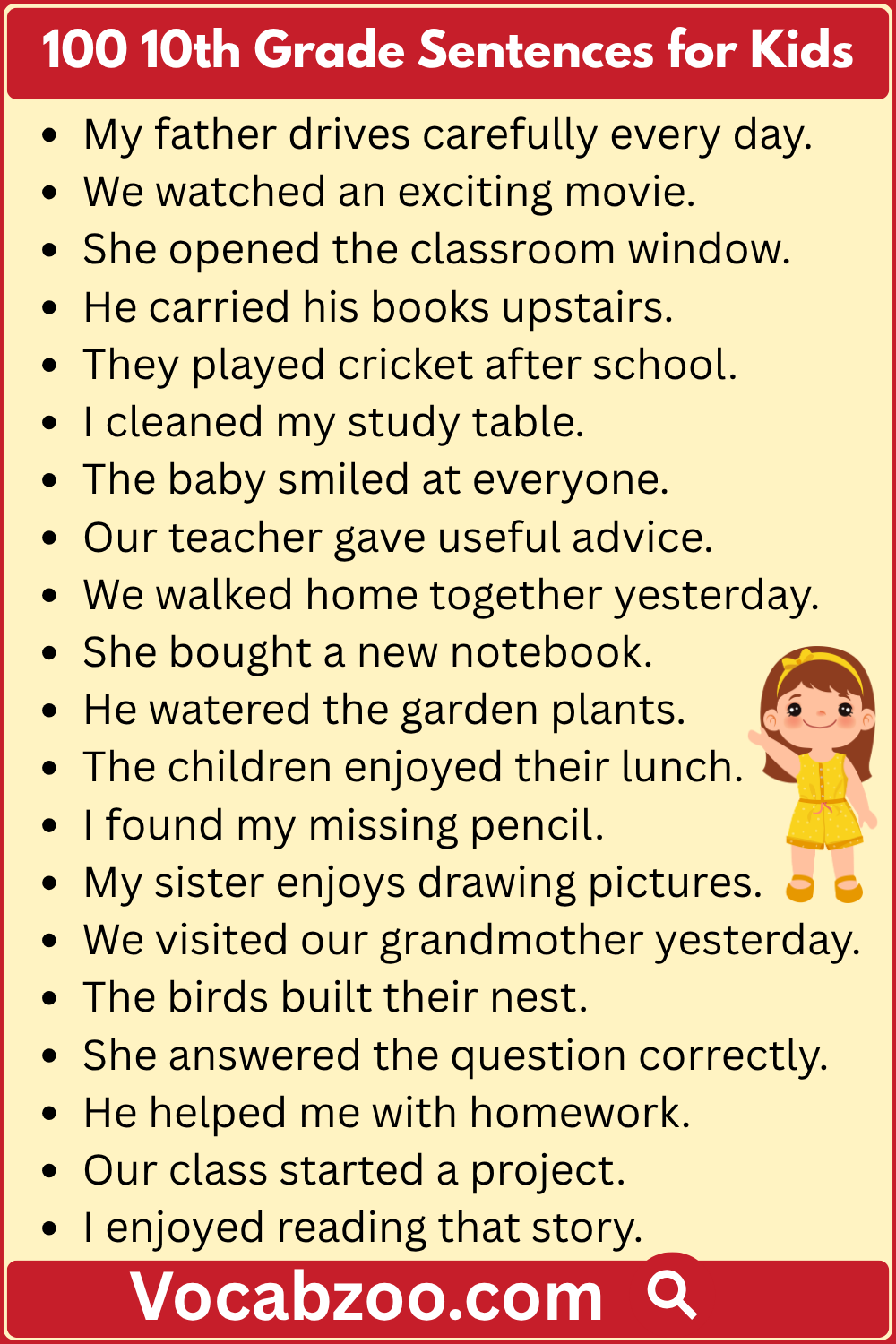 100 10th Grade Sentences for Kids