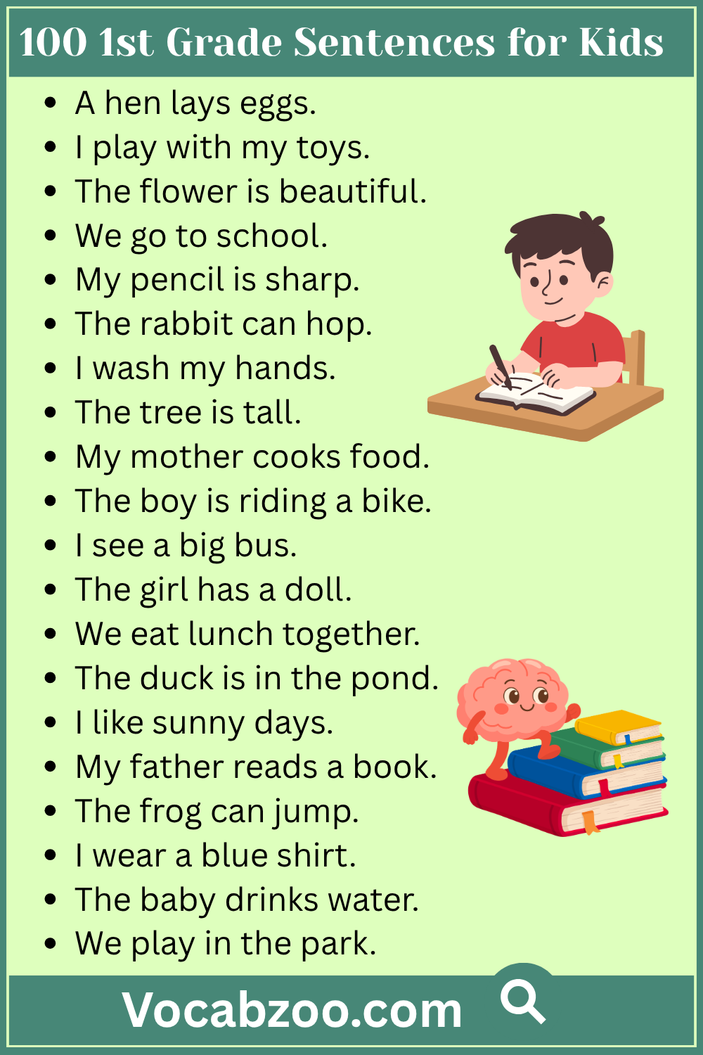 100 1st Grade Sentences for Kids