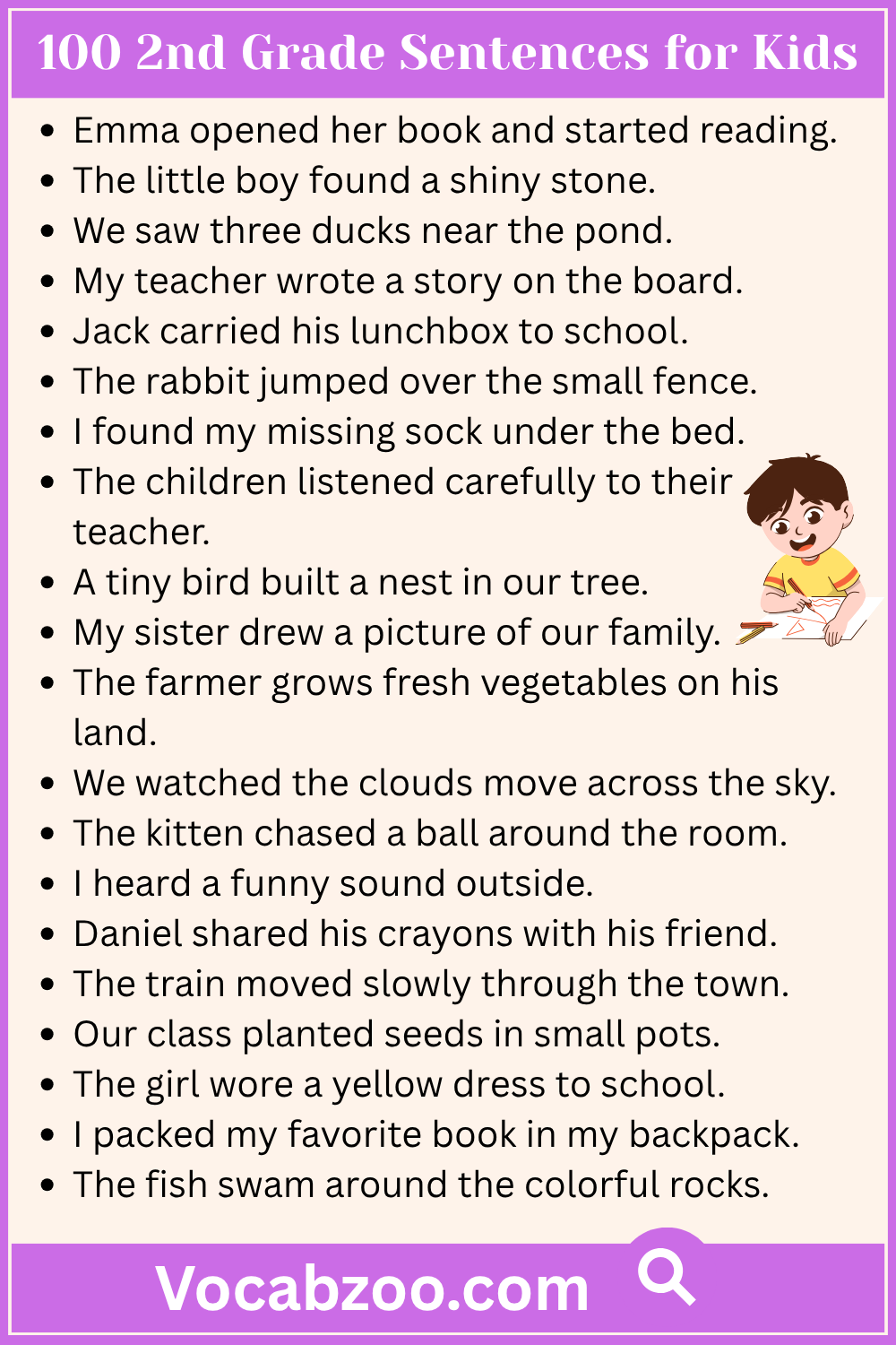 100 2nd Grade Sentence